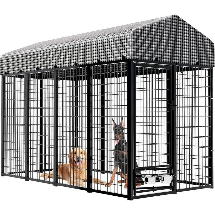 Large Dog Kennel Outside with Roof Heavy-Duty Indoor Outdoor Run Dog Enclosure with Removable Cover Dog Pens Outside