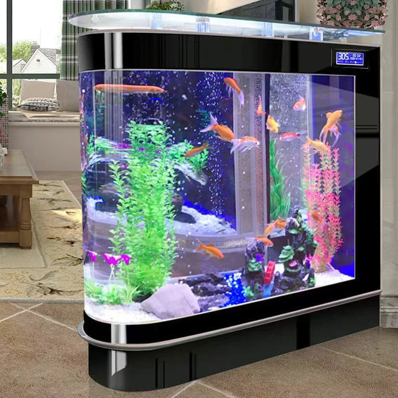 All-in-One AquariumBullet Glass Aquarium Tank Standing Against The Wall Durable Clear AquariumFish TankSelf-Cleaning Fish Tank