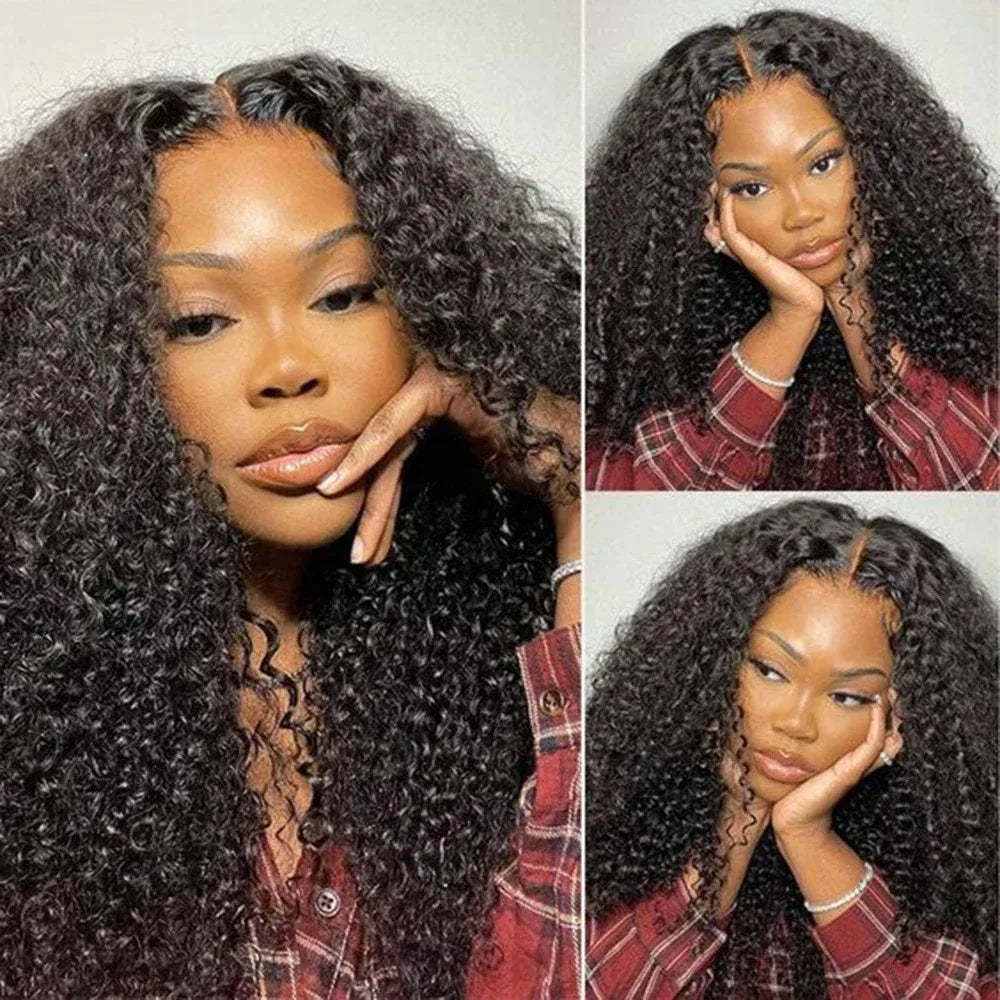 Deep Wave V Part Human Hair Wigs Black Wavy Upgrade U Part Human Hair Wig Brazilian Remy V Part Water Wave Wigs Full Machine Made Wig