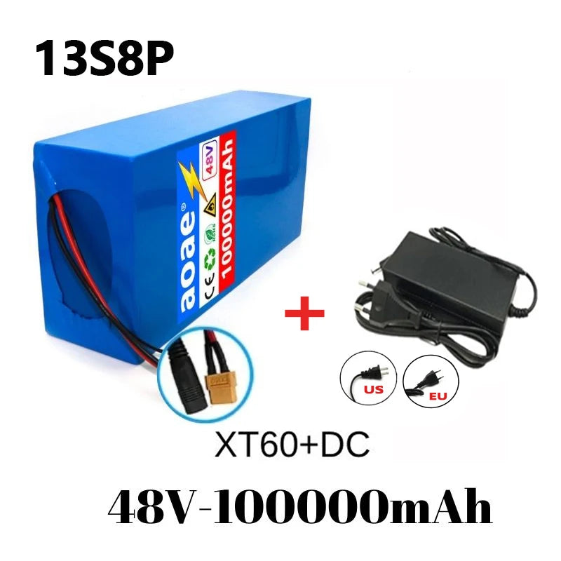 48V 100ah 13s8p lithium-ion battery pack 48V 100000mAh 2000W electric battery, built-in 50A BMS+chargerr