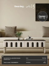 Stone Plate Coffee Table Living Room Large and Small Apartment Type Red Oak Wood Grain Coffee Table Light Luxury Modern