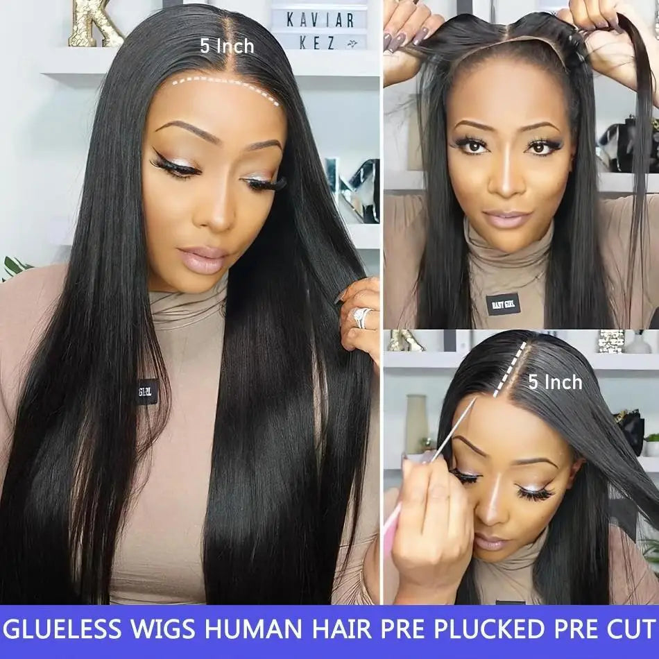 13X6 Straight Human Hair Wigs Glueless 13X4 Hd Lace Frontal Wig Ready To Wear Brazilian 4X4 5X5 30 36 Inch Closure Wig For Women