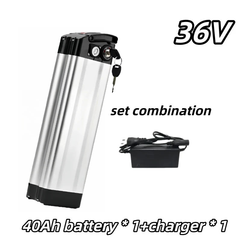 Universal 36V 15AH-60AH Silver Fish 18650 lithium-ion battery,Folding Bike Battery , built-in BMS