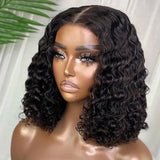 Pre Cut No Glue Water Wave 13x6 Bob Wigs Curly 7x5 Glueless Wig Human
