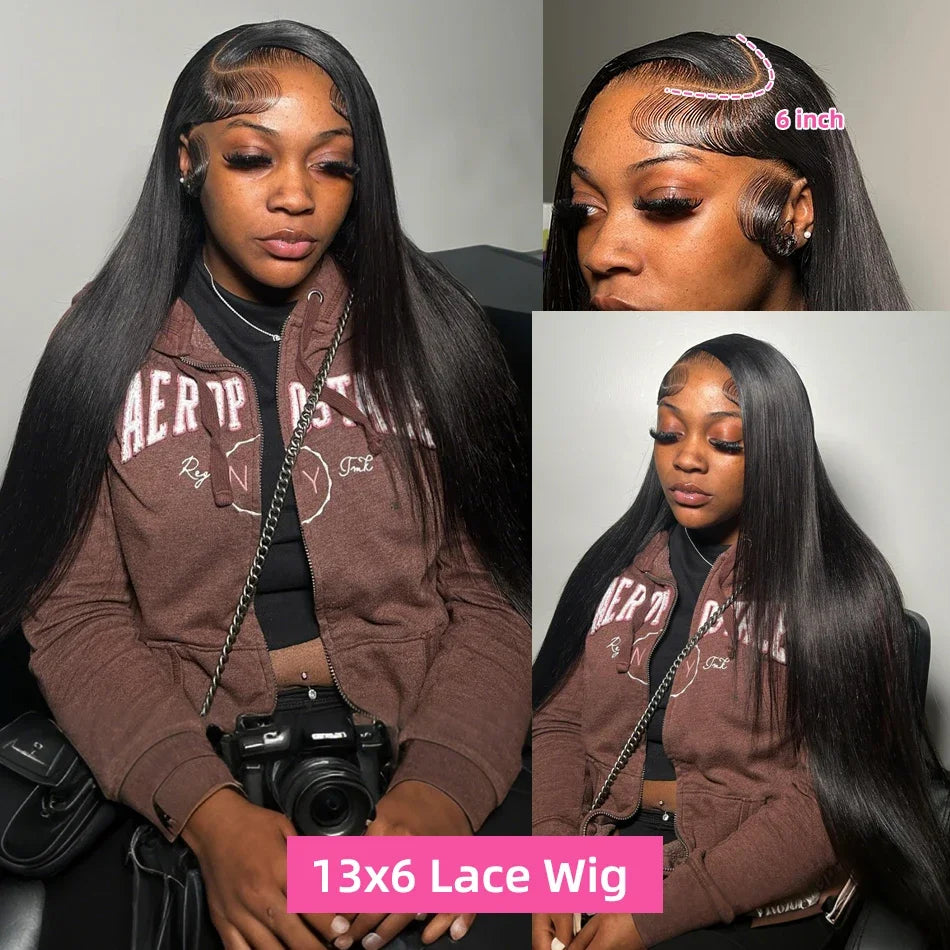 30 40 Inch 13x4 13x6 HD Transparent Bone Straight Lace Front Wigs 4x4