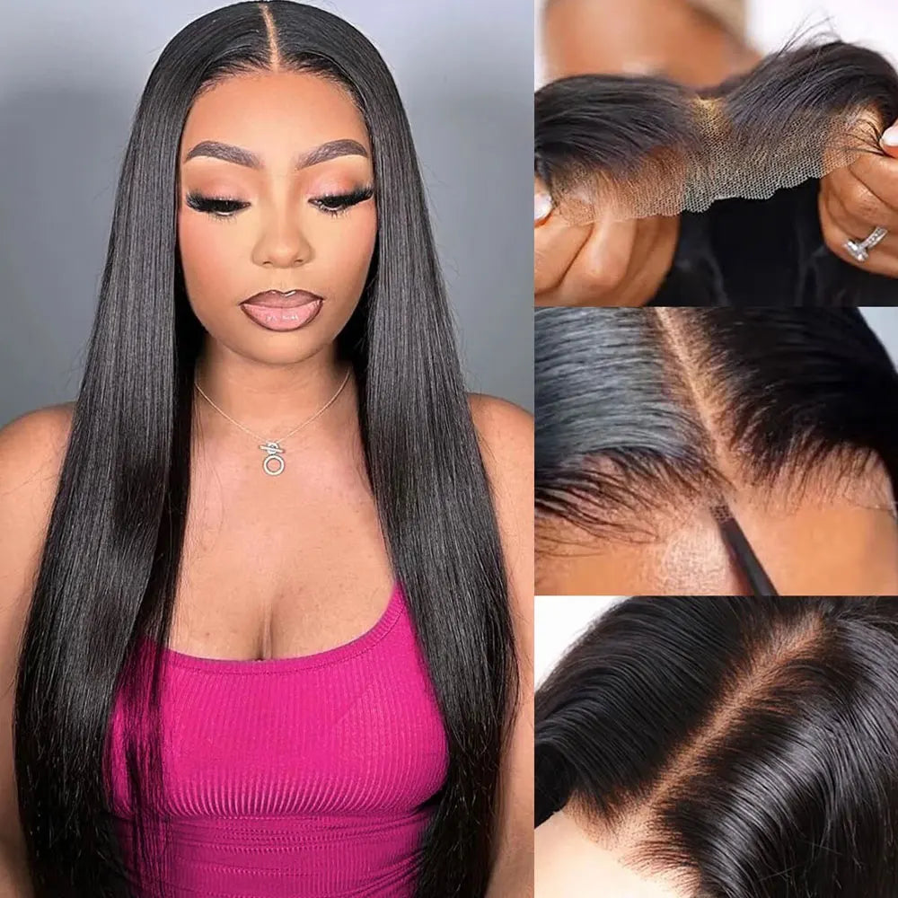 5x5 Glueless Wig 34 Inch 250 Density Bone Straight 13x6 13x4 HD Transparent Lace Frontal Wig Brazilian For Women