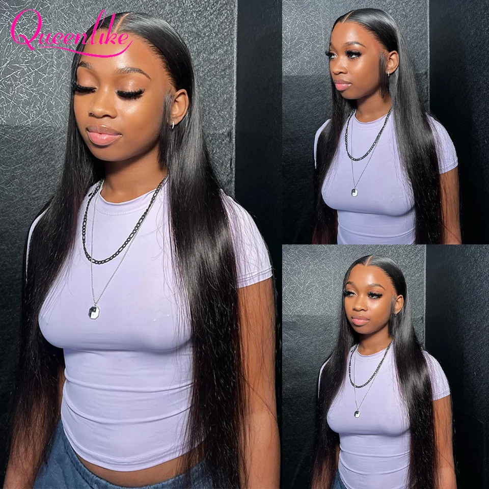 Queenlike 5x5 Lace Closure With Bundles Brazilian Weave 30 40 Inch Straight Human Hair Bundles With 6X6/13X4 Frontal Closures