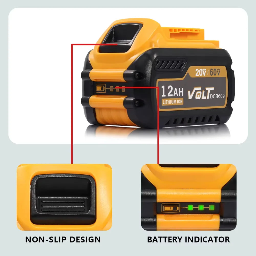 12Ah 20V/60V MAX Replacement Battery Compatible with DEWALT DCB612 DCB606 DCB609 FLEXVOLT Power Tools