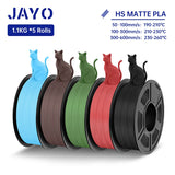 JAYO PLA Classic 3D Filament 1.75mm High Speed Matte PLA 3D Printer Filament Neatly Wound 3D Printing Materials 5Rolls/set