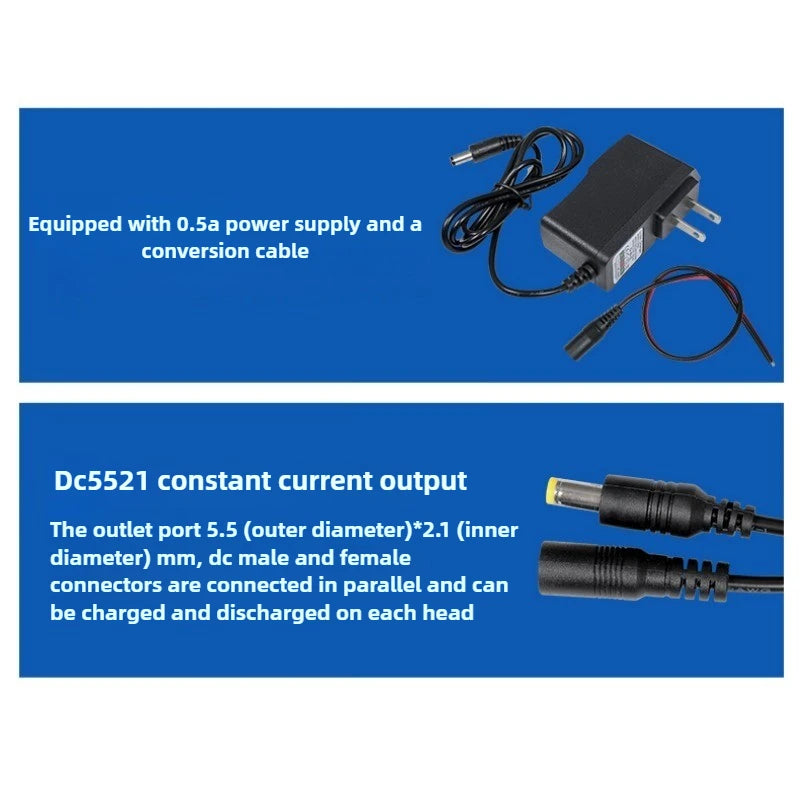 12.6V 8000mAh DC12800 Rechargeable Lithium Battery for Street Light Instrument LED Standby Power Cell+US Charger