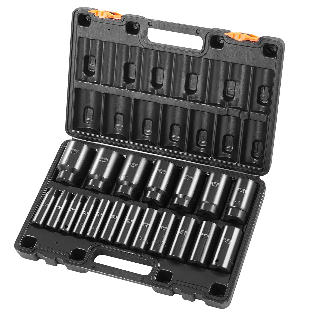 SucceBuy 19 Impact Socket Set 1/2" Impact Sockets Deep Socket 6-Point Sockets 1/2 Inches Drive Socket Impact 3/8 inch 1-1/2 inch