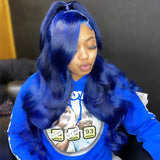 Navy Blue 13x4 Lace Front Body Wave Human Hair Wigs Brazilian Blue