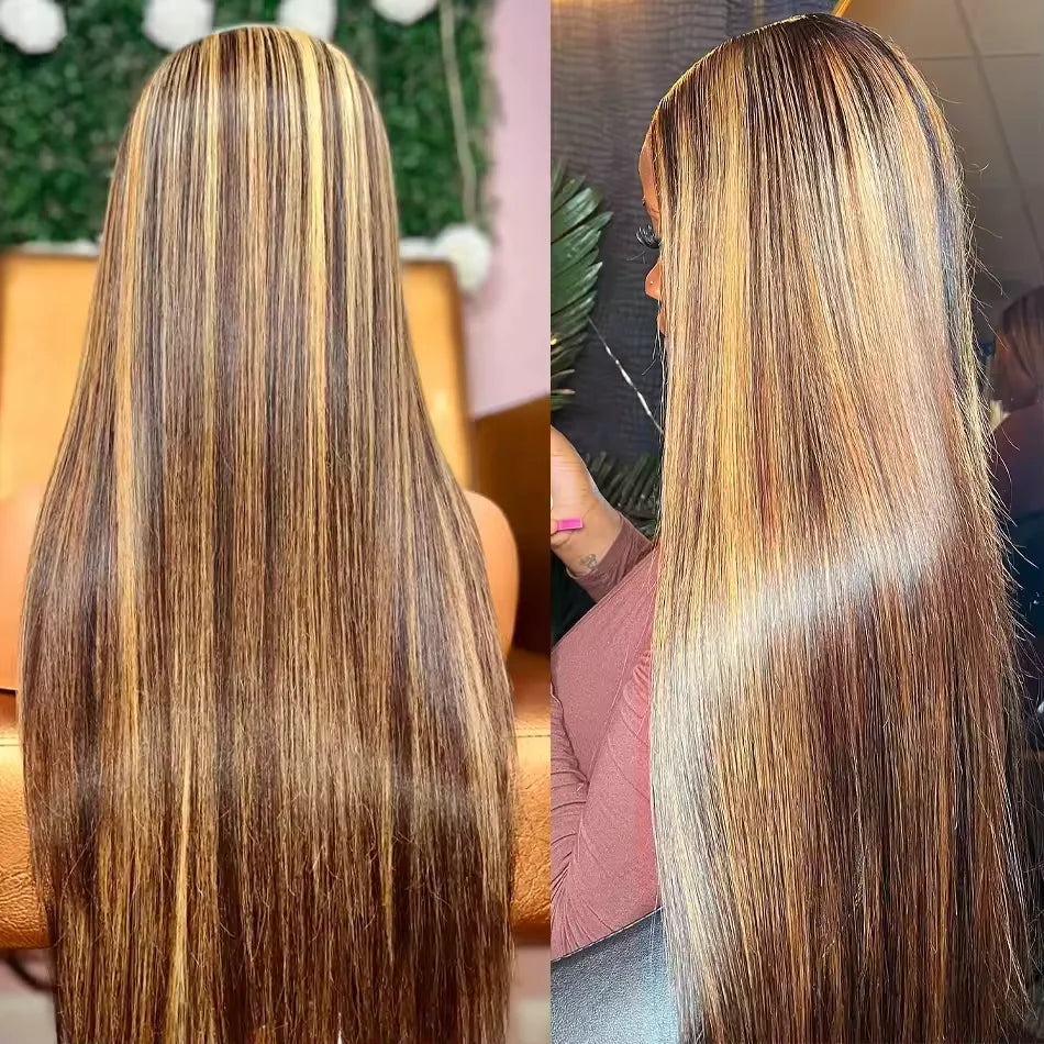 200 Density Highlight Wig Human Hair Bone Straight Blond Ombre hd Lace Wig 13x4 13x6 Colored Human Hair Frontal Pre Plucked Wigs