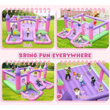 Inflatable Bounce House 15 ft x 14.7 ft with Blower for Aged 3-12 Blue Jumping Castle with Slide 2 Ball Pits 2 Basketballs 2 Ri