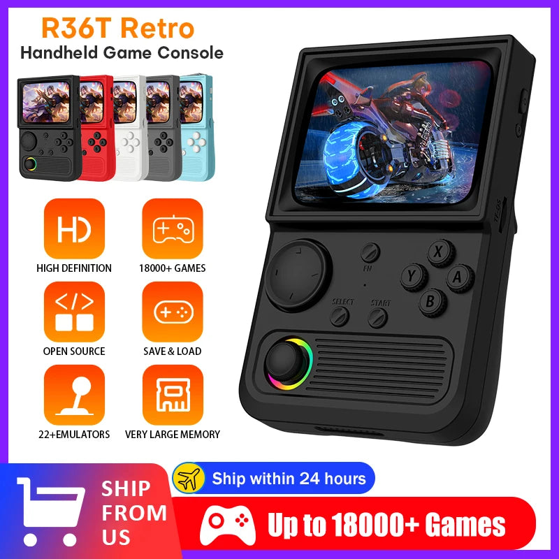 R36T Retro Handheld Game Console 22000+Game 3.5'' HD IPS Screen WI-FI Multiplayer 128G Portable Pocket Video Player Ship From US
