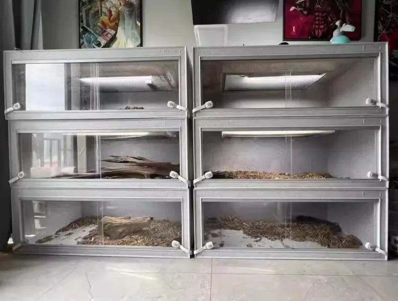 120cm Snake Cage Reptile Terrarium with Belt Closure Made of Glass and Plastic Packed in Box with Plastic Tray
