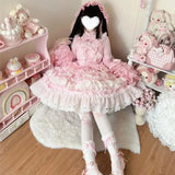 2025 New Victorian Sweet Lolita Dress Women Kawaii Cute Lace Ruffles Flower Wedding Bow Japanese Retro Elegant Princess Dresses