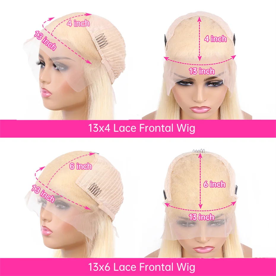 250% 300% Density 13x6 Hd Lace Frontal Wig Human Hair Pre Plucked Remy Brazilian Straight 613 Honey Blonde 13x4 Lace Front Wigs