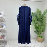YUDX Luxury Purple Miyake Pleated High Neck Maxi Evening Dress, Ruffle Sleeve Women's Wedding Guest Ramadan Party Dress 2026 New
