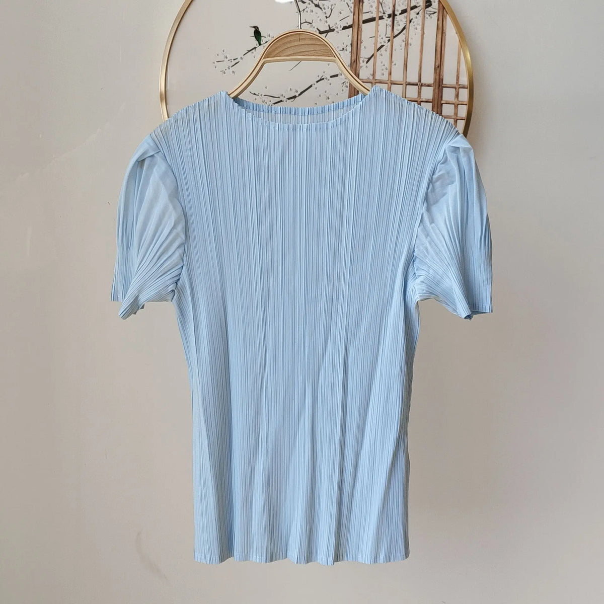 Summer New Pleated Fashion Simple Casual Style Thin T-shirt Temperament Commuting Formal Occasions Commuter Tops