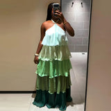 Women's Lace Hem Draped Maxi Dress Sweet Sleeveless Backless Ruffle Hem Dress 2026 Summer Casual Vacation Streetwear Lady Dress