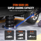 SucceBuy Pneumatic Jack 3 Ton/5 Ton Triple Bag Air Jack Quick Lift Heavy Duty Car Repair Jacks Folding Rod Jacks with Two Wheels
