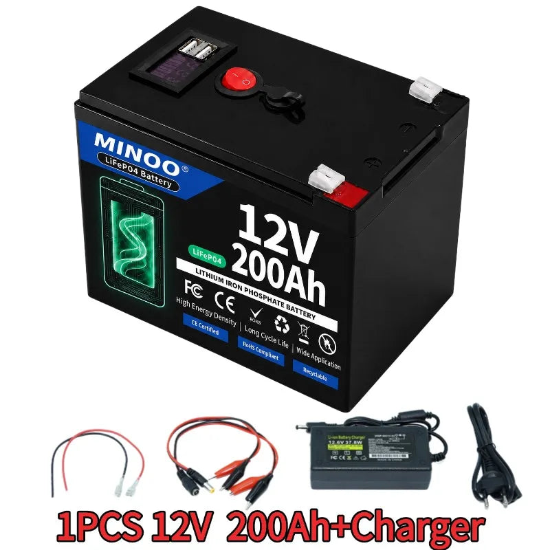LIFEPO4 12V 21700 300AH Battery Is Integrated with BMS 200A for RV Solar External Rechargeable Network Lithium Iron Phosphate