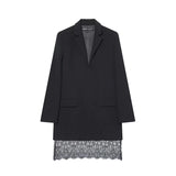 2025 New Fashion Lace Splicing Short Dresses for Women Long Sleeve Blazer Style Mini Dress Woman Chic Elegant Office Dress