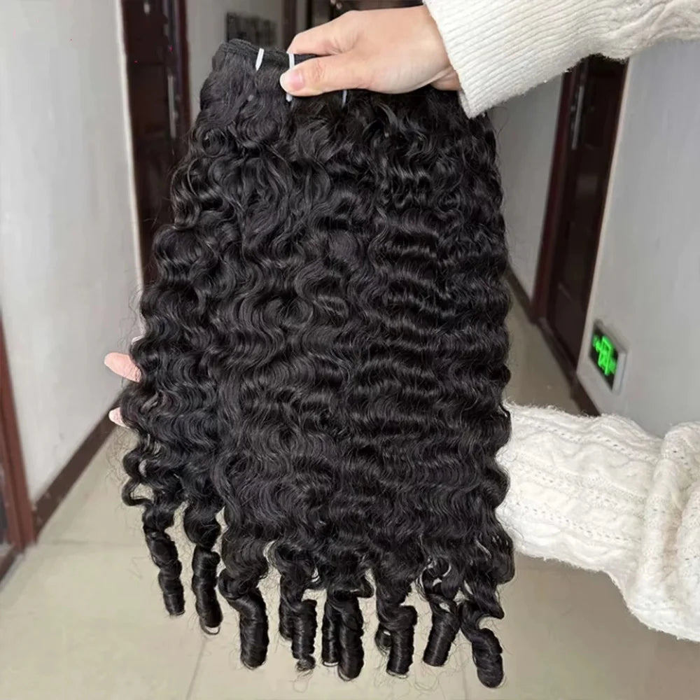 30 Inch Burmese Curly Bundles Human Hair Sew Brazilian Virgin Remy Hair Extensions 3/4 Bundles Raw Hair Bundles Double Weft