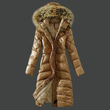 Women's Mid-Long Thickened Down Jacket With Large Raccoon Fur Collar White Duck Down Winter Coat Bikini Set Women's Swimsuit Bea