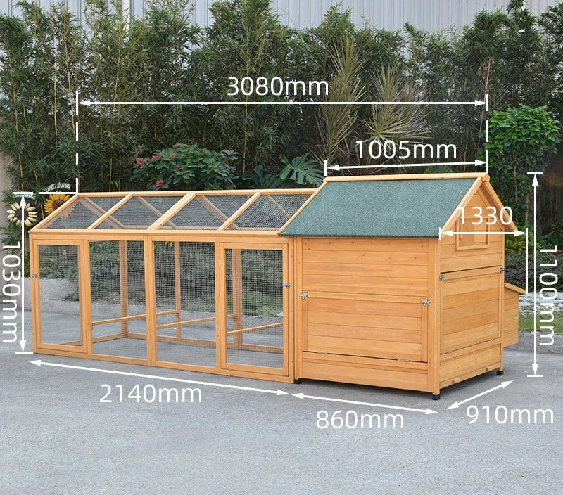 Large Wooden Pet House  Outdoor Chicken Coop for Rabbits Ducks Geese Pigeons, Weatherproof & Easy Clean