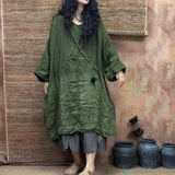 Spring Summer Arts Style Women O-neck Loose Batwing Sleeve Tee Shirt High Quality Linen Gradient Vintage Long Tops Tees T295