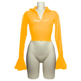 Punk Chic Flare Crop Tops,Long Sleeve,Vintage Pole Dance,Shiny PVC Leather T Shirt,Nightclub Fashion Tees,Female Pullover Blouse