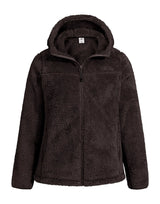 Pioneer Camp Women's Fuzzy Fleece Jacket Full Zip Up Lightweight Warm Soft Fleece Coat with Hood for Spring Fall Winter