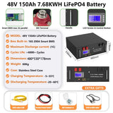 LiFePO4 48V 300AH 15Kwh Battery 51.2V 100AH 150AH 200AH Lithium Solar Home Battery 6000+ Cycles For Home Energy Storage EU Stock