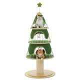 Cat Christmas Tree Modern Cat Tree with Thick Scratch Post Wood Tower 3 Condos-Heavy Furniture Replaceable Mat