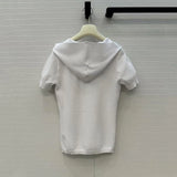 Women's t-shirt New elastic knitted short sleeved top for autumn 2025 Hooded slim fit V-neck pullover Women's corset y2k hoodie