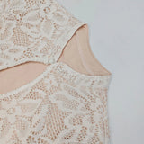 Suninheart Hollow Out Long Sleeve Cocktail Dress for Women 2025 Winter Stand Collar Club Party Dresses Lace Elegant Dresses