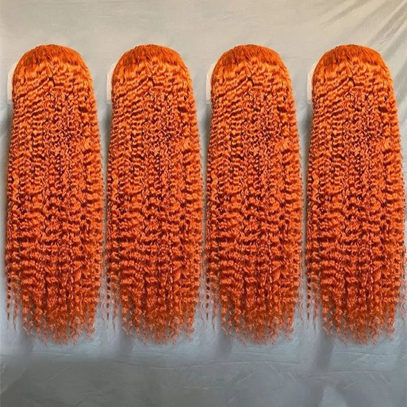 Deep Wave 40 Inch Ginger Orange Vietnamese 13x6 Lace Front Wigs Original