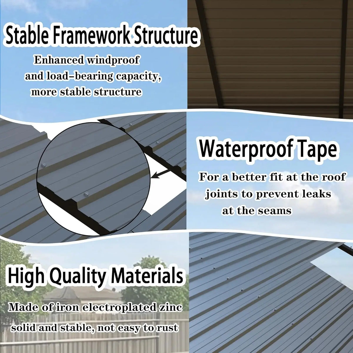 Heavy Duty Galvanized Steel Carport 10x20ft Extra Large All Weather Dual Vehicle RV Boat Shelter Garage Party Tent, Customized