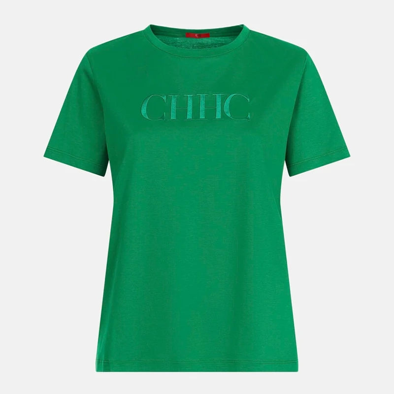 CH Women's Clothing Round-Neck Casual T-Shirt Featuring the CHHC embroidery Logo a Basic Everyday Top