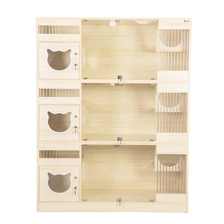 China manufacturer Top selling pet cages&houses multi function dog cat cage large pet furniture solid wood cat villa