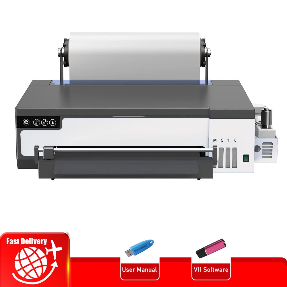 A4 A3 DTF Printer with Roll Feeder-XP600 Doubled Printing Speed Built-in White Stirring System for DIY T-Shirt Clothes print
