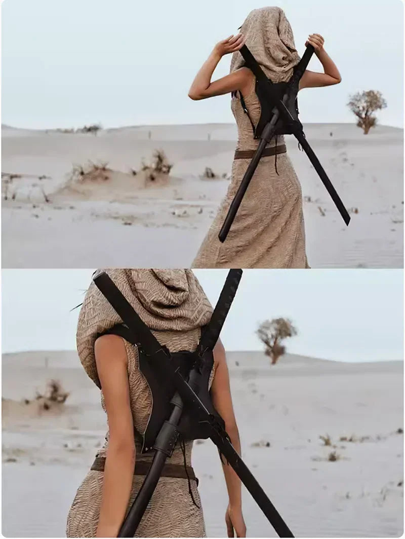 2 Pieces Set Women's Jacquard Knit Hooded Dress+Oversleeves Sets Desert Holiday Travel Wear Sand Dune Wasteland Style Dresses