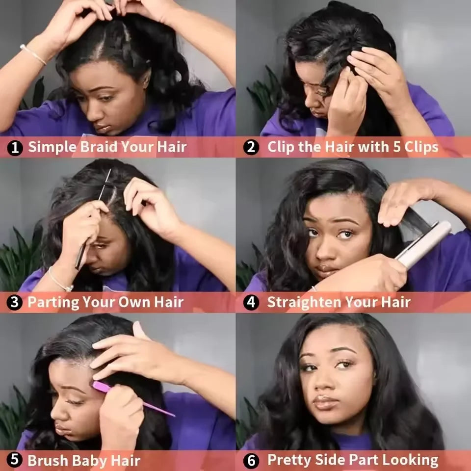 U Part V Part Body Wave Human Hair Wig 200 Density Upgrade 30 32 Inch Natural Color Brazilian Hair Wigs No Glue No Leave Out