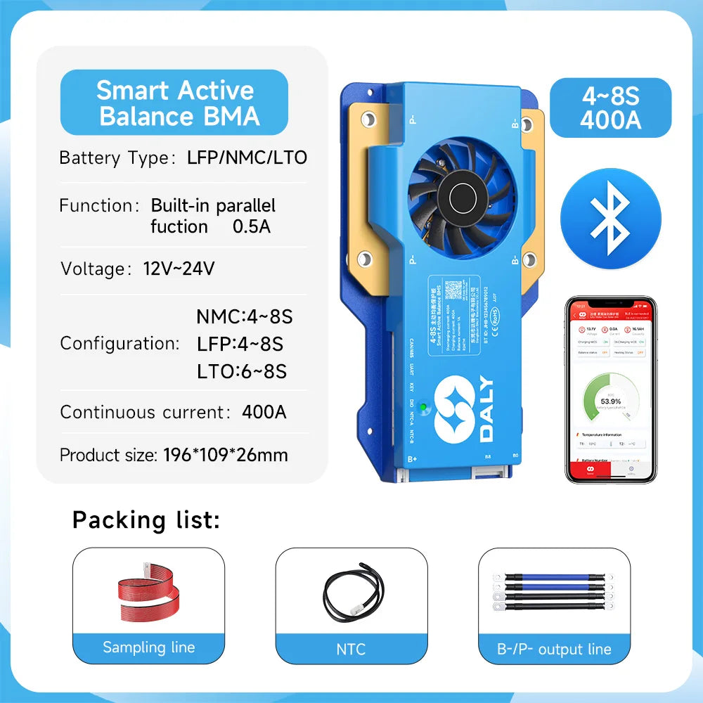 DALYBMS 250A 300A 400A 500A DALY Bms Smart BMS 4S 12V 8S 24V 1A Active Balance bms for lifepo4 lithium ion battery RS485 CAN