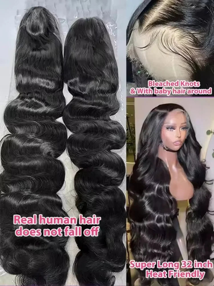 44 Inch Body Wave 13x6 Hd Lace Frontal Wig Human Hair 360 Brazilian Pre Plucked Lace For Women 13x4 Lace Front Wigs 250 Density