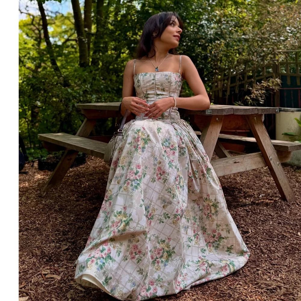 Suninheart Summer Clothes for Women Midi Elegant Dress 2025 New Arrivals White Floral Print Holiday Dress