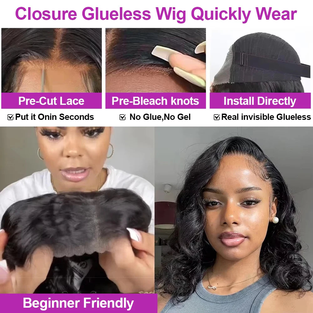 250% Density Body Wave Glueless Wigs Ready To Wear And Go Human Hair PrePlucked Water Wave 13x6 Hd Lace Frontal Wig Human Hair