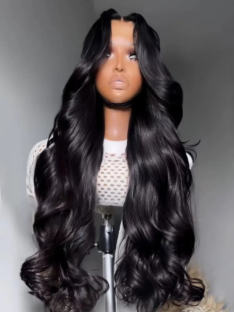 40 42 Inch 100% Human Hair 360 Full Lace Front Wig 250 Density 13x4 13x6 Body Wave Lace Frontal Wigs Natural Black Pre Plucked